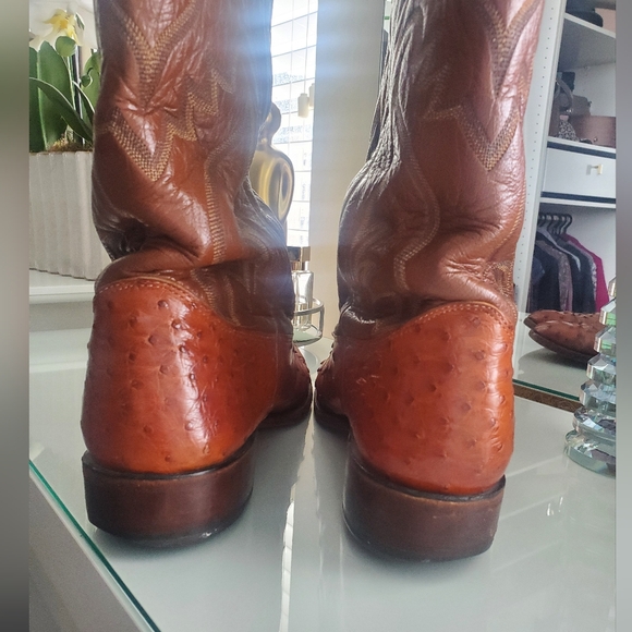 Men's Ostrich Leather Western Boots Sz 13 AAA Narrow - Picture 5 of 6